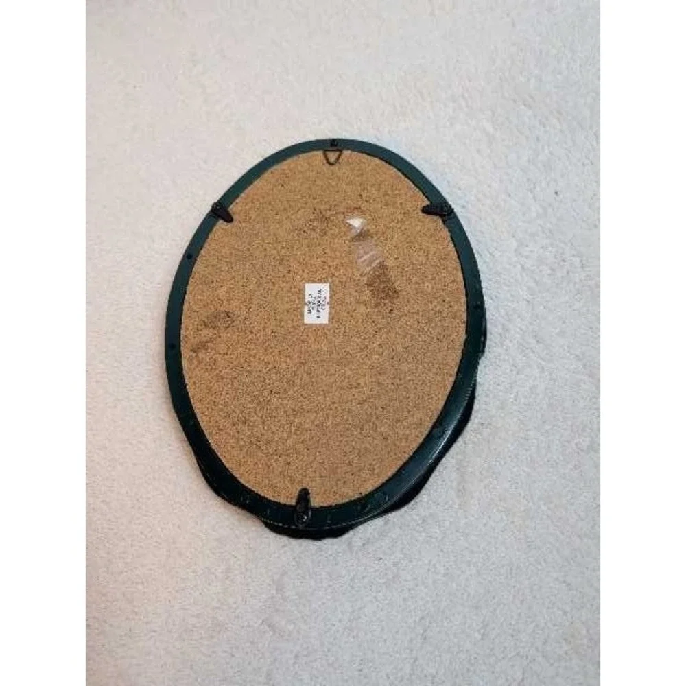 Vintage Oval Photo Frame Ornate Green Floral Insert Ready For Your Picture